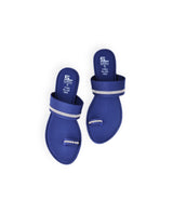 ladies flat fancy blue chappals 17059