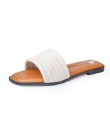 ladies flat white chappals 17067