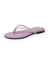 ladies fancy flat purple chappals 17068
