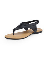 Ladies flat black sandals 17071