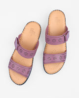 ladies leather comfort heel purple chappals 18097