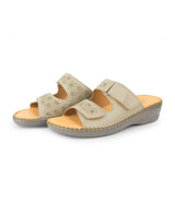 ladies comfort heel chappals beige 18099