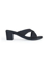 Ladies black Heel Chappal 18269