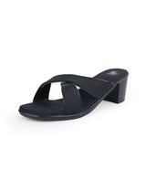 Ladies black Heel Chappal 18269