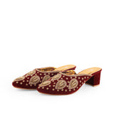 Ladies cut out mules cherry color 19377