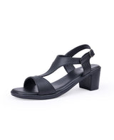 Ladies heel black sandals 19897