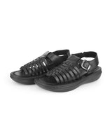 men's leather black sandals 203386