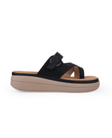 ladies comfort heel black chappals 206631