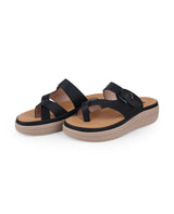 ladies comfort heel black chappals 206631