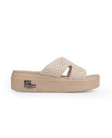 ladies comfort heel tan chappals 206633
