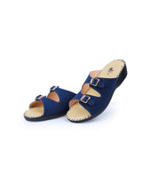 ladies leather comfort blue chappals 20701