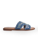 ladies fancy flat blue chappals 208711