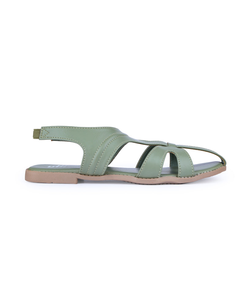 Daisy Cross Strap Espadrille Flat Sandals Two way Sage Green