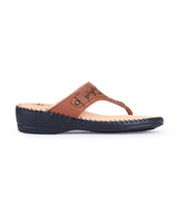 Ladies Leather comfort brown chappals 24044