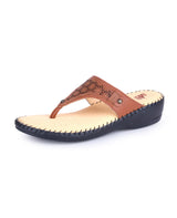 Ladies Leather comfort brown chappals 24044