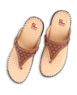 Ladies Leather comfort brown chappals 24044