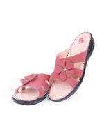 Ladies leather comfort cherry chappals 24057