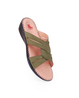 Ladies leather comfort green chappals 24058