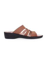 ladies leather comfort tan chappals 24060