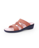 ladies leather comfort tan chappals 24060