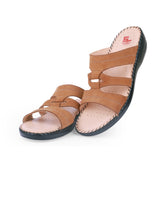 ladies leather comfort tan chappals 24060