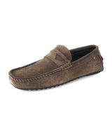 Men's leather loafers olive shoes 24846
