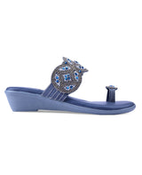ladies fancy heel blue chappals 25406