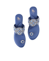 ladies fancy heel blue chappals 25406