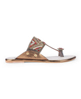 ladies kolhapuri flat brown chappals 25502