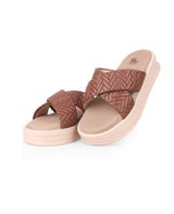 ladies comfort brown heel chappals 25530