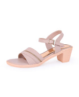 Ladies heel beige sandals  26605