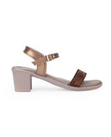 Ladies heel brown sandals  26606