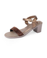 Ladies heel brown sandals  26606
