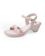 Ladies heel beige sandals 26611
