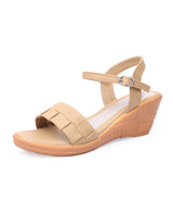 Ladies heel tan sandals 26734