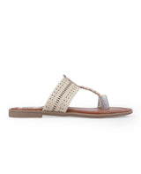 ladies flat beige chappal 26744
