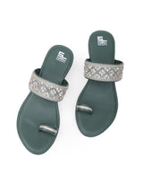 ladies fancy heel green chappals 27314