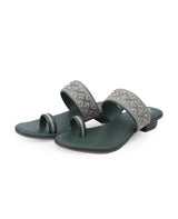 ladies fancy heel green chappals 27314
