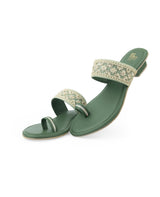ladies fancy heel green chappals 27314