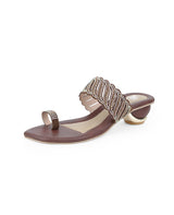 ladies heel brown party wear chappals 27318