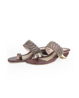 ladies heel brown party wear chappals 27318