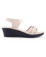 Ladies heel beige sandals  28006