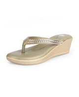 ladies heel party wear golden chappals 28017