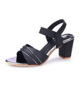 Ladies heel black sandals 29962