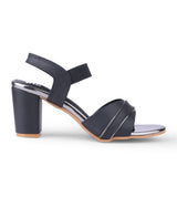 Ladies heel black sandals 29962