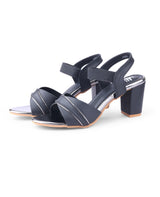 Ladies heel black sandals 29962