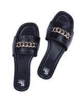 Ladies flat black chappal 29977