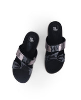 ladies fancy flat black chappals 208707
