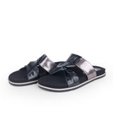 ladies fancy flat black chappals 208707