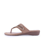 ladies flat beige chappals 02103